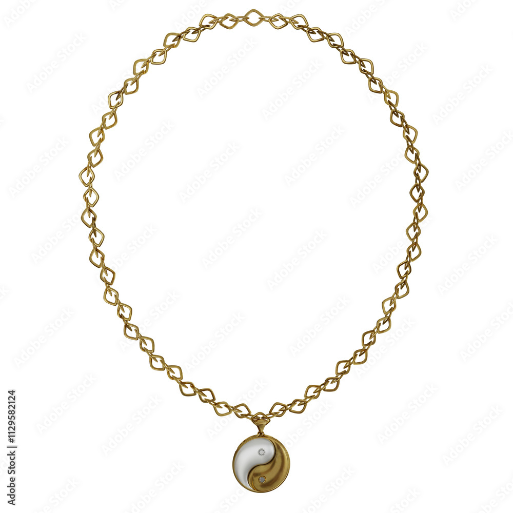 3d rendered Ying and yang necklce isolated on transparent background 3d rendered Ying and yang necklce isolated on transparent background