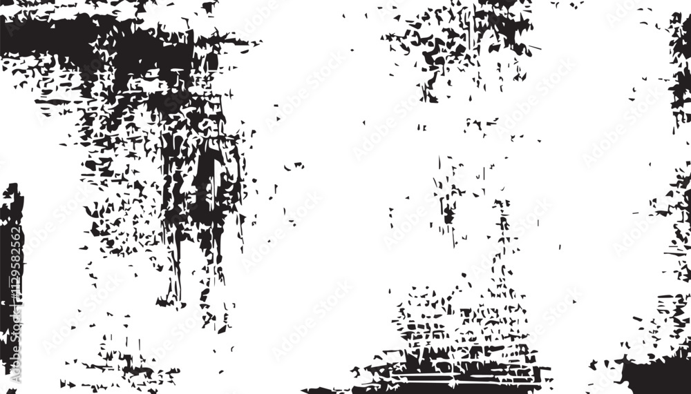 Obraz premium Grunge background. Black and white vector. Abstract texture of dust, dirt, stains. Grunge overlay layer. Distressed texture. Rough, scratch, splatter grunge pattern.