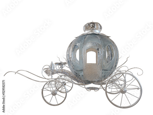 3D rendered fantasy frozen carriage isolated on transparent background 