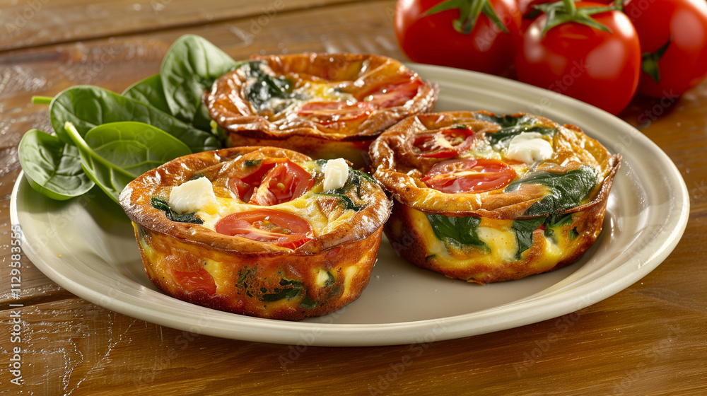 Spinach, Tomato, and Feta Cheese Mini Frittatas