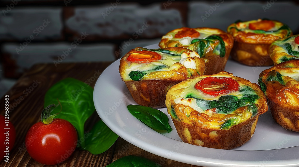 Spinach, Tomato, and Feta Cheese Mini Frittatas Spinach, Tomato, and Feta Cheese Mini Frittatas