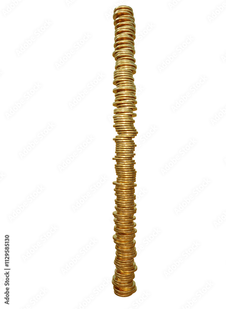 3D rendered pile of golden coins isolated on transparent background 3D rendered pile of golden coins isolated on transparent background