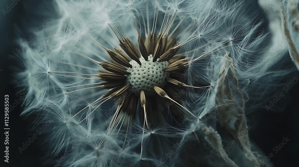 Fototapeta premium Dandelion Seed Head Close Up Detailed View