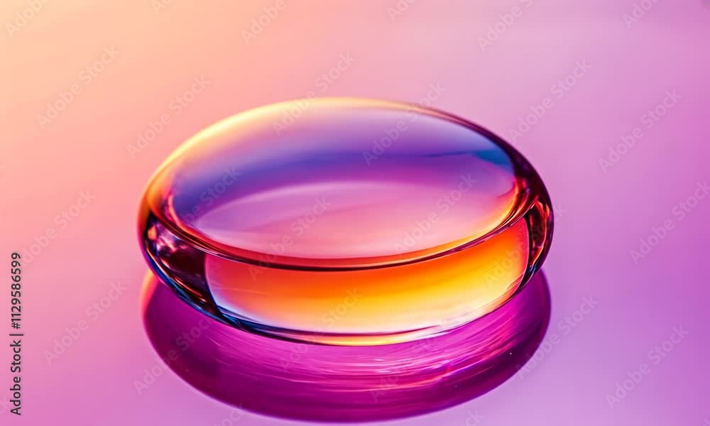 Abstract Colorful Sphere Floating on a Vibrant Pink and Purple Background Reflecting Light and Creating Beautiful Patterns in Liquid Abstract Colorful Sphere Floating on a Vibrant Pink and Purple Background Reflecting Light and Creating Beautiful Patterns in Liquid
