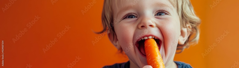 Lovable Child Nibbling on Fresh Carrot Lovable Child Nibbling on Fresh Carrot