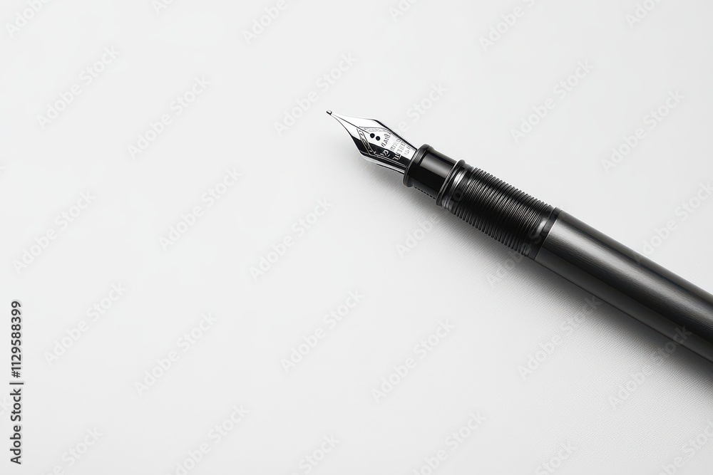 Gray fountain pen with sleek design and metallic nib, isolated on white background