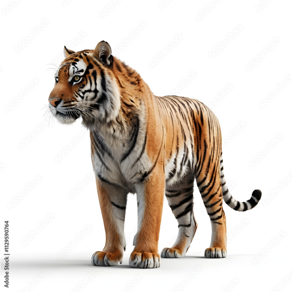 Tiger isolated on a white background, Side view, tiger standing full HD image generated by Ai. full body, realistic, full detail looking at the camera,
Tiger isolated on a white background, Side view, tiger standing full HD image generated by Ai. full body, realistic, full detail looking at the camera,