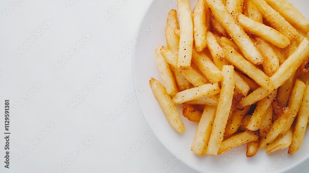 A Plate of Seasoned French Fries, Crispy and Golden A Plate of Seasoned French Fries, Crispy and Golden
