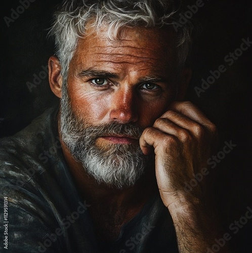 Stunning high resolution photos of a mature charming man who has charisma - it's something like brightness, charm. He is not like others with his brightness. Art session