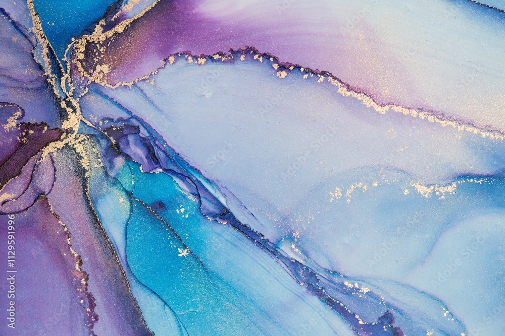 Fototapeta premium Original artwork photo of marble ink abstract art. High resolution photograph from exemplary original painting. Abstract painting was painted on HQ paper texture to create smooth marbling pattern.