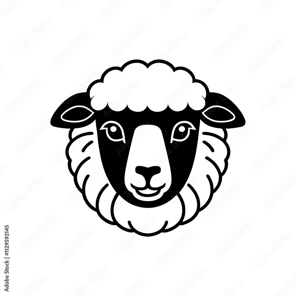 Smiling Sheep Face Illustration Smiling Sheep Face Illustration