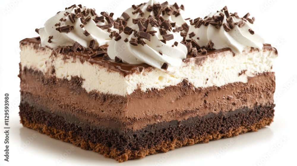 Close-up of a chocolate cake with creamy topping Close-up of a chocolate cake with creamy topping