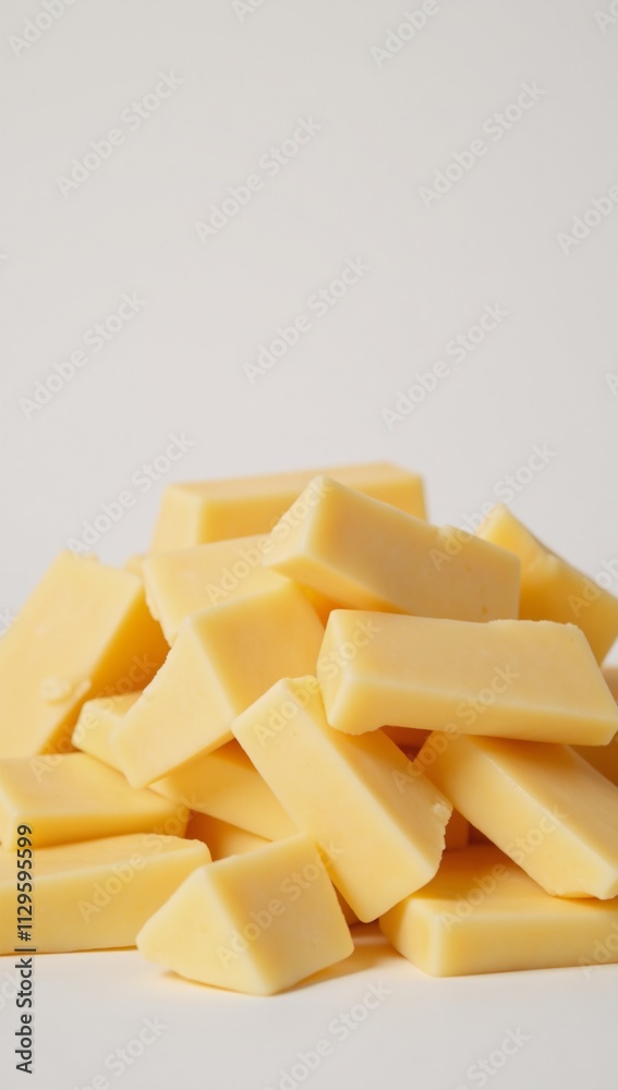 Cheese stack viewed from above on a plain backdrop Cheese stack viewed from above on a plain backdrop