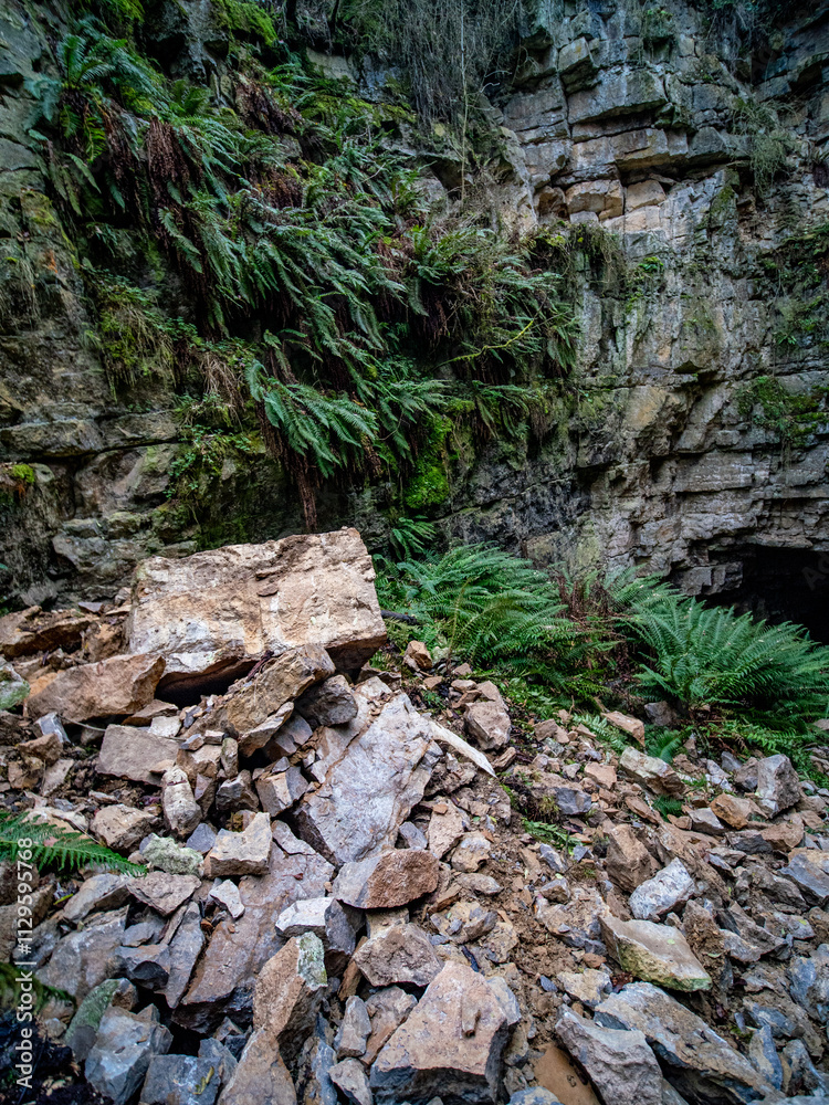 Das Eisiger Loch, Höhle im Muschelkalkstein Das Eisiger Loch, Höhle im Muschelkalkstein