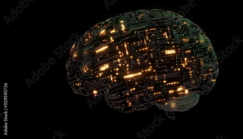 A glowing, circuit-patterned brain against a black background, representing the intersection of technology and neuroscience.