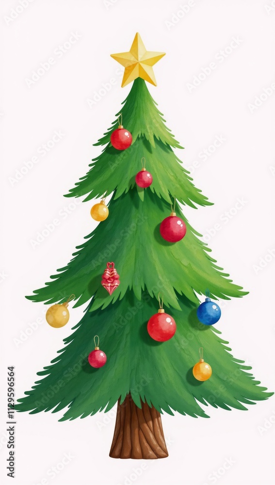 Watercolor clip art depicting an isolated Christmas tree image Watercolor clip art depicting an isolated Christmas tree image