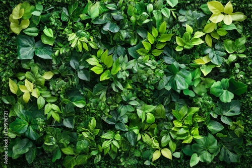 Wallpaper Mural Lush Green Leafy Wall Background with Various Plant Species Torontodigital.ca