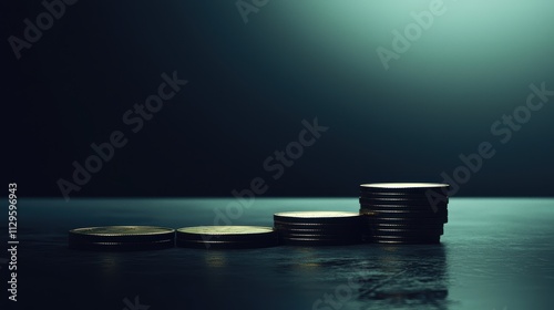 A close-up image of stacked coins against a dark background, showcasing varying heights that suggest financial growth or accumulation.