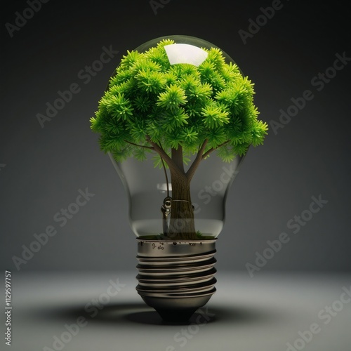 Tree-in-lightbulb A creative representation of green energy  environmental sustainability photo
