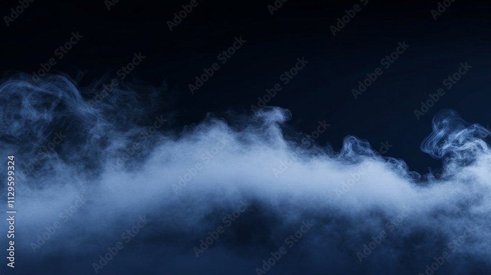 Blue Smoke Rising Against Black Background. Blue Smoke Rising Against Black Background.