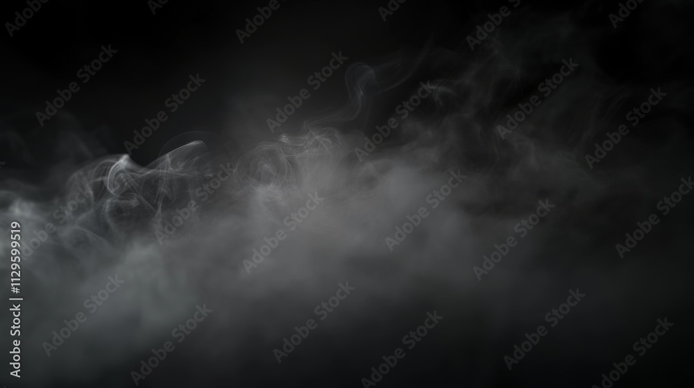 White Smoke Swirling on Black Background. White Smoke Swirling on Black Background.