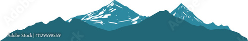 Vektor Silhouette - Berge und Gebirge, Gipfel mit Schnee - Natur Landschaft - Design Element