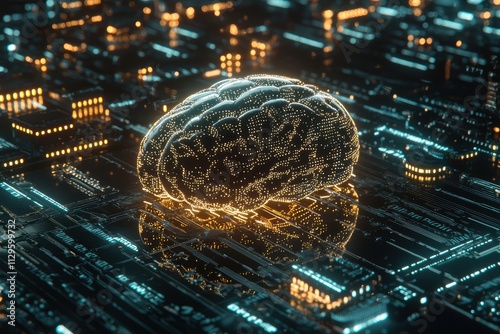 A futuristic representation of a glowing brain overlaid on a digital cityscape, symbolizing the intersection of technology and intelligence.