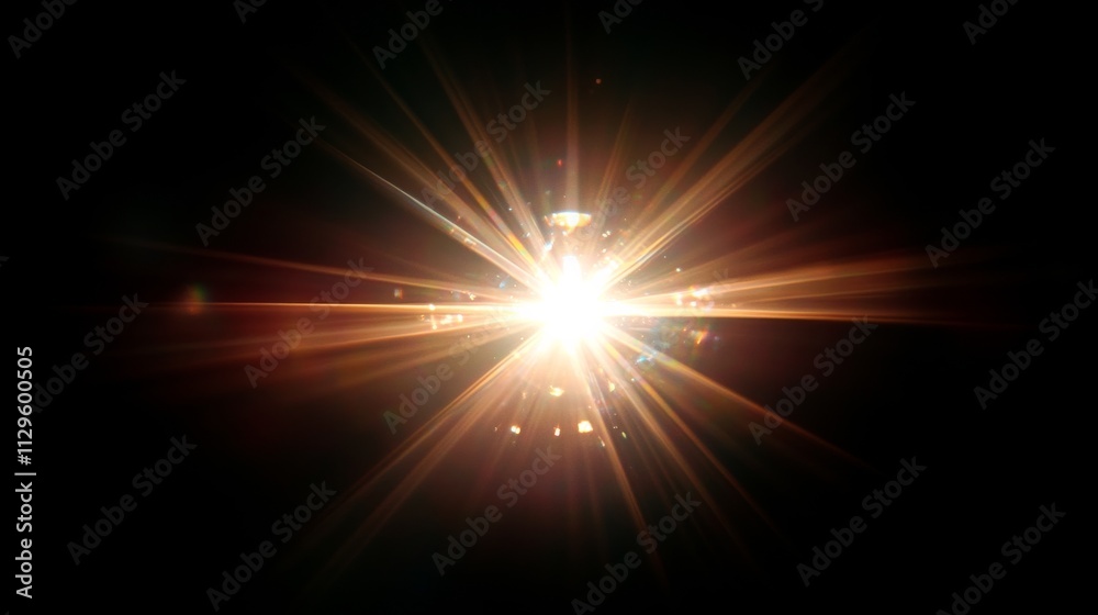 Bright Lens Flare on Dark Backdrop. Bright Lens Flare on Dark Backdrop.