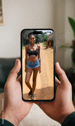 young man holding smartphon...