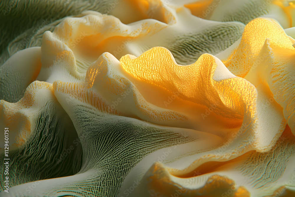 Abstract yellow and green textured fabric waves. Abstract yellow and green textured fabric waves.