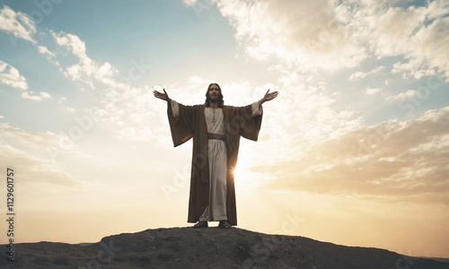 Jesus Christ on mountain, calling disciples, faith, prophecy, Armageddon, forgiveness, rebirth, spirituality, holy sermon, divine message