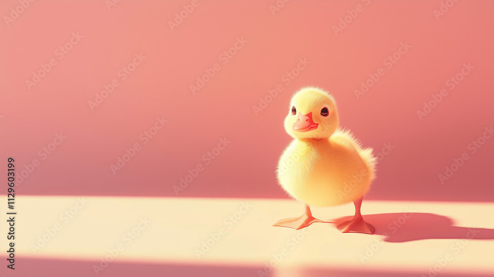A fluffy yellow duckling with a curious expression, taking small steps, isolated on a soft pastel background, evoking a playful and endearing charm A fluffy yellow duckling with a curious expression, taking small steps, isolated on a soft pastel background, evoking a playful and endearing charm