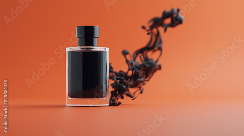 A bottle with a fluid ink inside, the bottle is closed with a lid