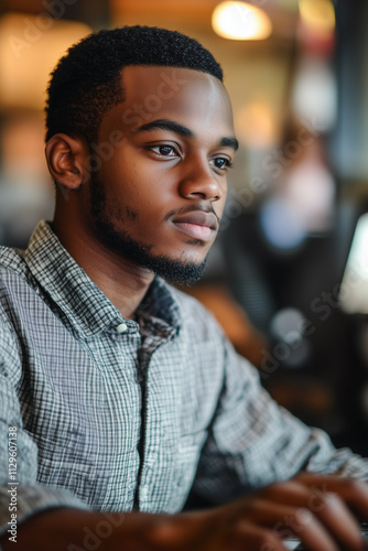 Young Black man working on cloud computing and data analysis