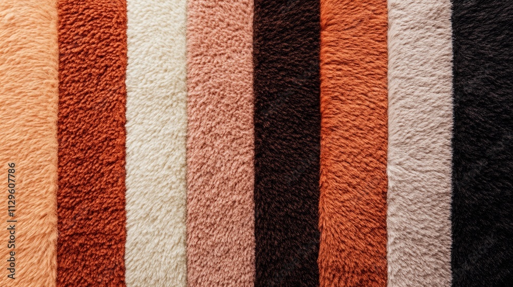 Fototapeta premium Assorted fur materials featuring unique textures and realistic designs, arranged to inspire textile crafting and creative applications.
