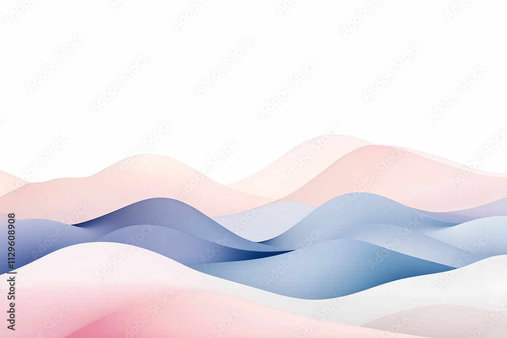 Fototapeta premium minimalizm, nowoczesność, gradient, pastelowe kolory, elegancja, abstrakcja, grafika cyfrowa, fale, płynne przejścia, przestrzeń, design współczesny, biel, równowaga, estetyka, ilustracja cyfrowa, szt