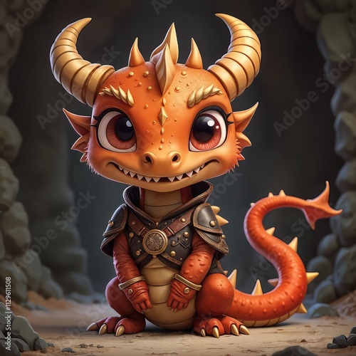  Cute Baby Dragon Warrior With Leather Armor