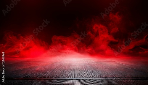 concrete floor and red smoke background