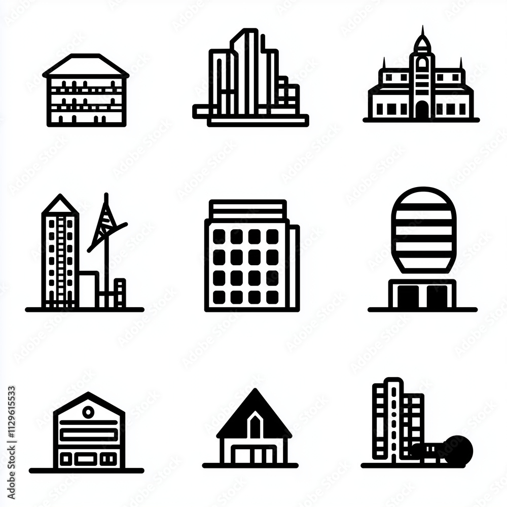 set of buildings set of buildings