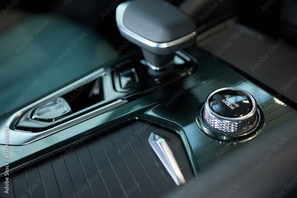 Macro shot of a car gear lever an essential auto part Macro shot of a car gear lever an essential auto part