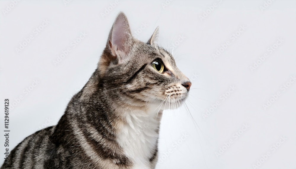 Obraz premium grey and white tabby cat, AI generated