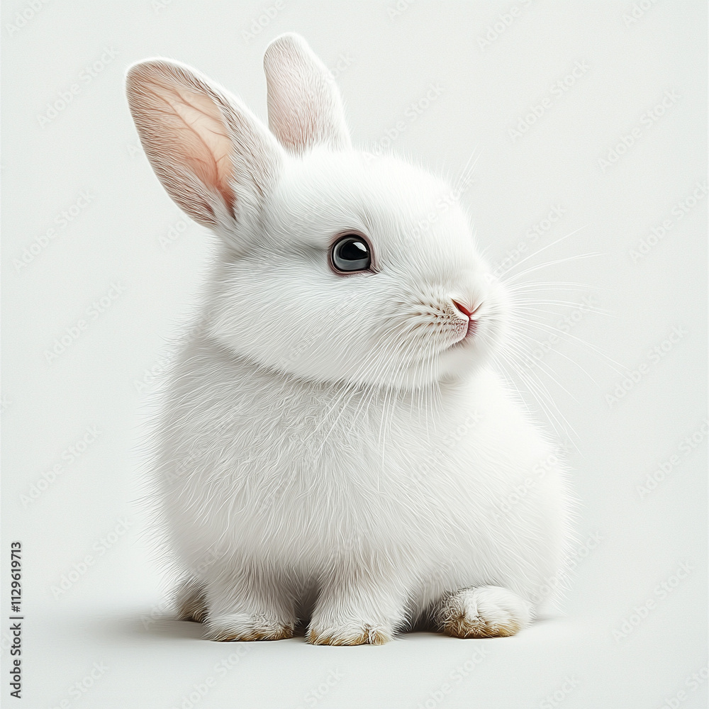 Obraz premium white rabbit on white background