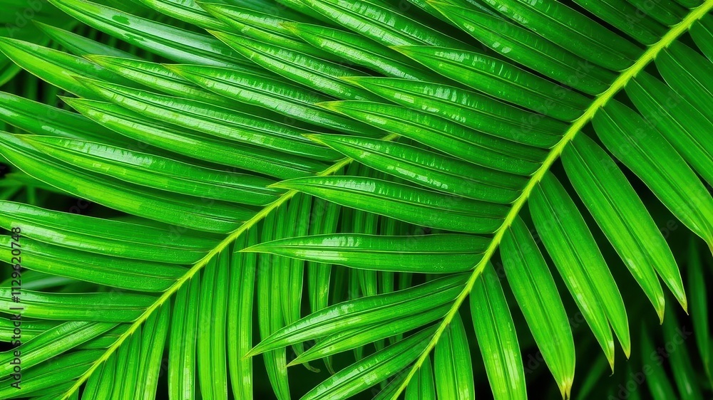 Close up of a tropical palm leaf showing intricate textures and vibrant green color, close up, leaf texture Close up of a tropical palm leaf showing intricate textures and vibrant green color, close up, leaf texture
