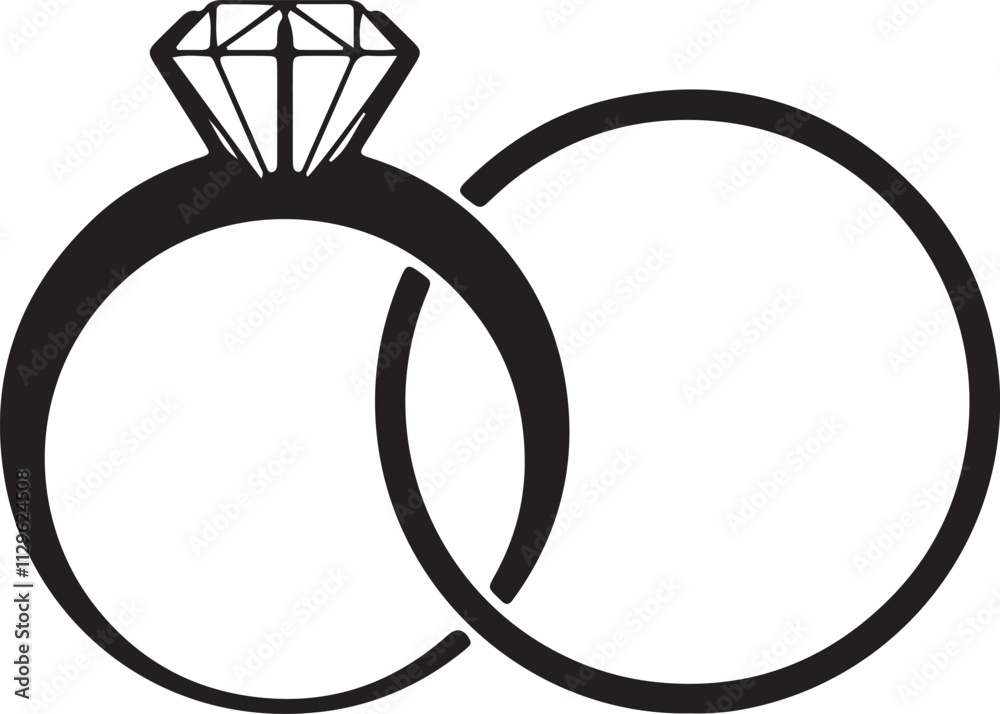 Illustration of a silhouette icon featuring two diamond rings Illustration of a silhouette icon featuring two diamond rings