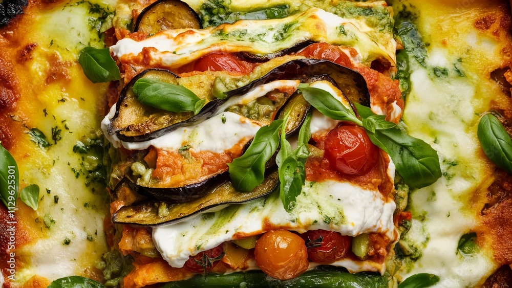 pesto lasagna vibrant basil pesto ricotta cheese mozzarella roasted vegetables eggplant cherry tomatoes baked fresh ingredients
pesto lasagna vibrant basil pesto ricotta cheese mozzarella roasted vegetables eggplant cherry tomatoes baked fresh ingredients