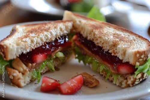 Gourmet PB J sandwich for lunch photo