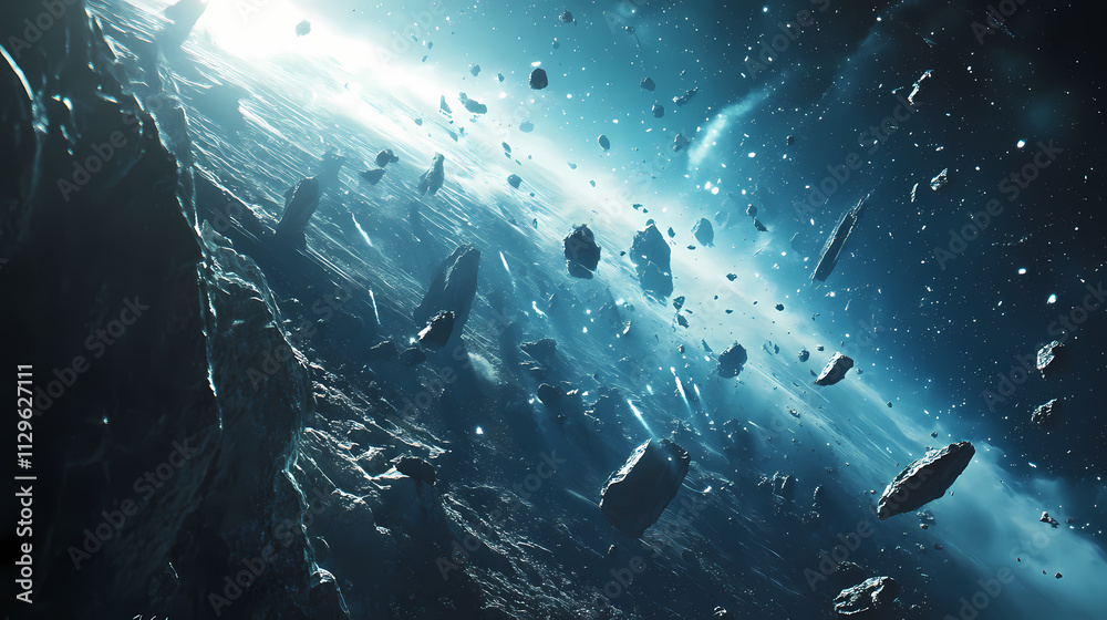 Fototapeta premium Comets falling from the heavens towards earth. Meteor. Illustration