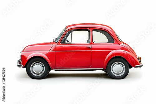 Compact Italian car showcased on a crisp white background, AI Generated