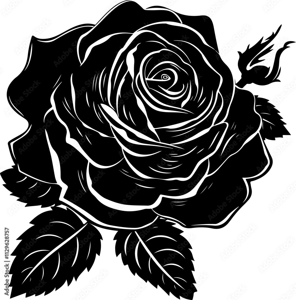 Black and White Rose Illustration Black and White Rose Illustration
