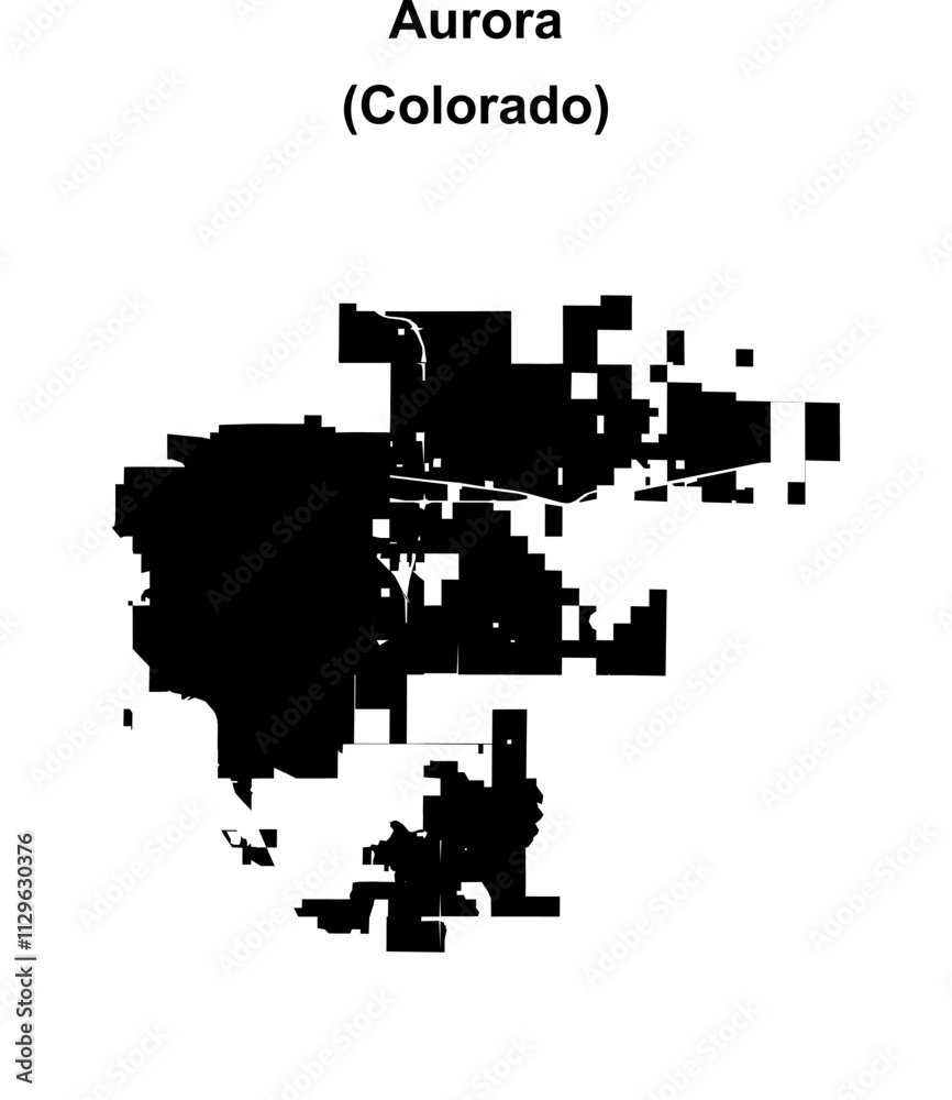 Fototapeta premium Aurora (Colorado) blank outline map